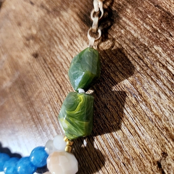 Loft Statement Necklace w/ Extender Costume Jewelry Lucite Faceted Beads Metal - Picture 4 of 7